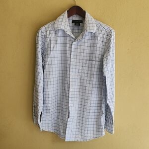 jf j.ferrar White and Blue Plaid Shirt